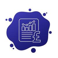 Financial statement, report line icon with a pound vector