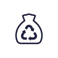 Trash bag, garbage icon on white vector
