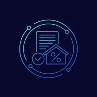 mortgage application icon, house loan linear design vector