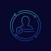 Account verified icon, user and check mark linear design vector