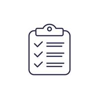 clipboard line icon with a checklist vector