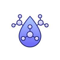 Acid drop and molecules icon with outline vector