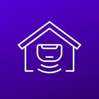 Sensor line icon with house, vector
