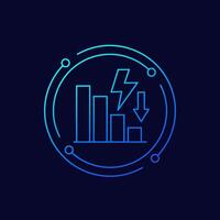 power consumption reduction icon in linear design vector