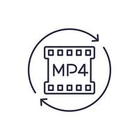 convert to mp4 file line icon vector