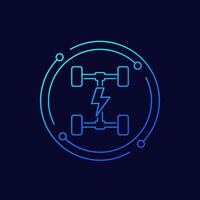 Electric chassis icon, EV, car platform linear design vector