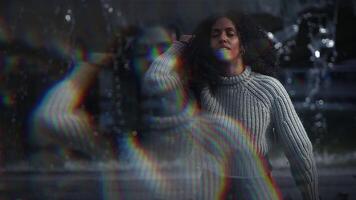 Dynamic Impulsive Dance Movement Captured Beautifully in a Mesmerizing Water Fountain Setting video