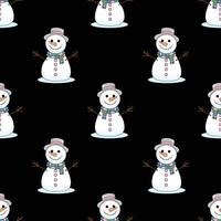 Seamless Christmas pattern with snowmen. Winter pattern for new year vector