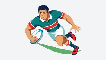 Dynamic Rugby Action Scene Art on White Background vector