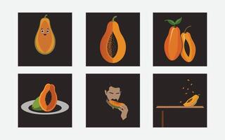 Exquisite Papaya Illustrations for Creative Design Projects vector