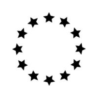 Round frame with stars arranged in a circle. Prize, success or award banner. Starry ring emblem with empty space isolated on white background. graphic illustration vector
