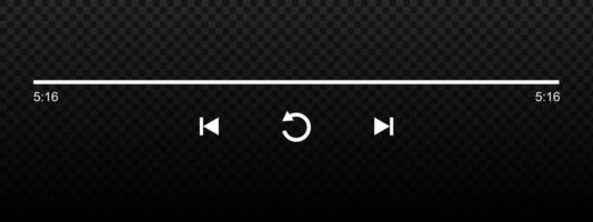 Audio or player progress loading bar with time slider, repeat, rewind and fast forward buttons. Playback end template of song, audiobook or podcast app interface. graphic illustration vector
