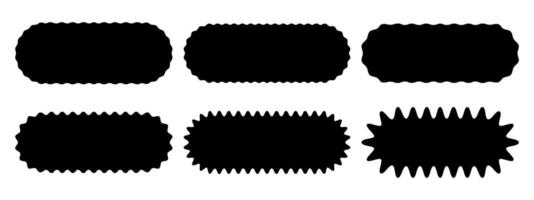 Set of different rectangles with wavy edges. Rectangular shapes with undulated borders. Empty text boxes, stickers, tags or labels templates. graphic illustration vector