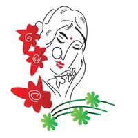 Girl illustration with rose and tree vector