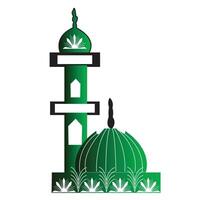 Green mosque illustration Islamic miner vector