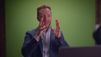 Dynamic Speaker in a WellDesigned Studio with Green Screen for Engaging Visuals video