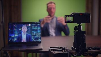 Ensure a Professional Production Setup Featuring a Green Screen for your projects video