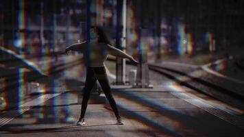 A Solemn Figure Captured in an Urban Landscape During the Enchanting Twilight Hours video