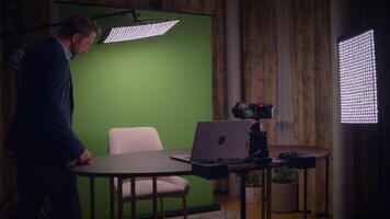 A professional setup with a green screen and quality lighting is vital for engaging content video