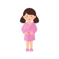 Illustration of Smiling Girl in Pink Robe vector