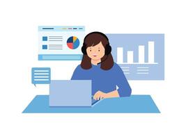 Businesswoman Analyzing Data in Office Setting vector