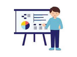 Illustration of man presenting chart and Document vector