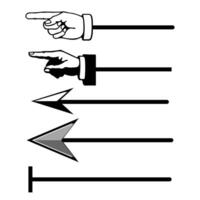 a hand pointing to an arrow pointing to another arrow vector