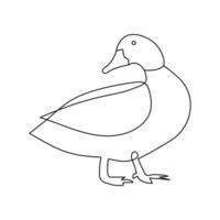 Simple illustration of duck continuous one line art drawing vector