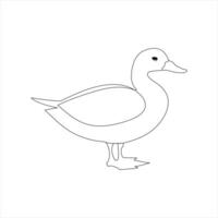 Continuous one line Duck drawing of minimalist outline design illustration vector