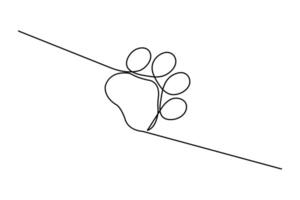 Continuous single line art drawing of dog paw icon vector