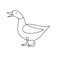 Continuous duck single line art hand draw sketch and outline drawing illustration of minimalist vector