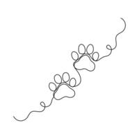 One continuous line drawing of dog foot linear style Hand drawn minimalism design illustration vector