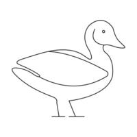 Duck single line art drawing continuous isolated on white minimalist style vector