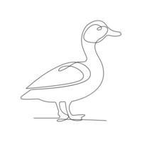 Continuous single line Duck drawing of minimalist outline art design vector