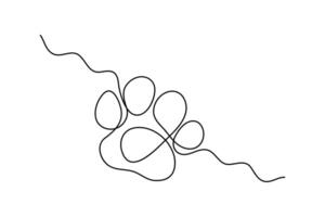Dog paw foot print continuous single line drawing art icon vector