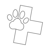 Illustration continuous dog paw footprints one line drawing vector