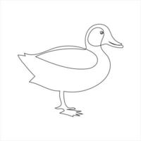 Duck continuous one line drawing of concept doodle style outline art design vector