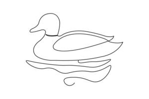 One continuous line drawing of duck linear style Hand drawn isolated illustration vector