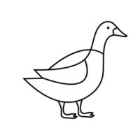 Illustration continuous duck single line art drawing vector