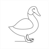 Duck continuous single line art drawing of concept doodle style outline illustration vector