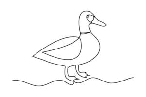Duck continuous single line drawing of Animal Pets love concept abstract outline icon vector