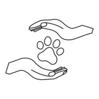 Simple illustration of Dog and cat paw shape continuous one line art paw outline design vector
