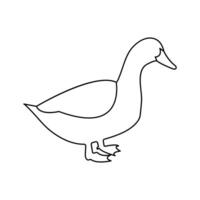 Continuous duck one line hand draw sketch and outline art illustration of minimalist vector