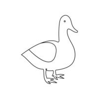 Simple illustration of duck continuous single line art icon vector