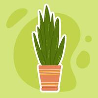 A minimalist illustration of a tall green houseplant in a terracotta pot. Ideal for home decor themes, botanical designs, and nature-related projects. vector
