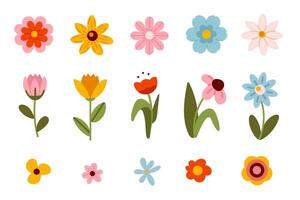 Various Flower element set. Flat illustration of flower icons isolated on white background vector