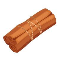 Bundle of cinnamon sticks, spice, cooking and baking seasoning, aromatic condiment. Canella sticks drawing on a white background isolated. vector