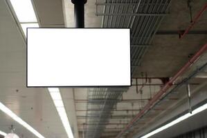 Mockup image of Blank billboard white screen posters and led in the subway station photo