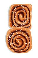 Texture of delicious cinnamon roll cake and sesame seed vector