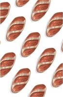 A attern of delicious bakery sourdough baguette on white background. Food for breakfast vector